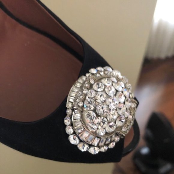 Guiseppe Zanotti black satin peep toe pumps - Picture 10 of 11